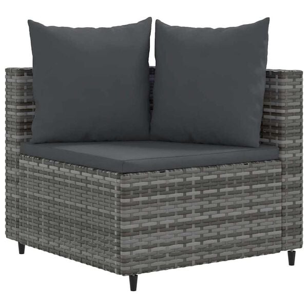 vidaXL 7 Piece Garden Sofa Set with Cushions Grey Poly Rattan