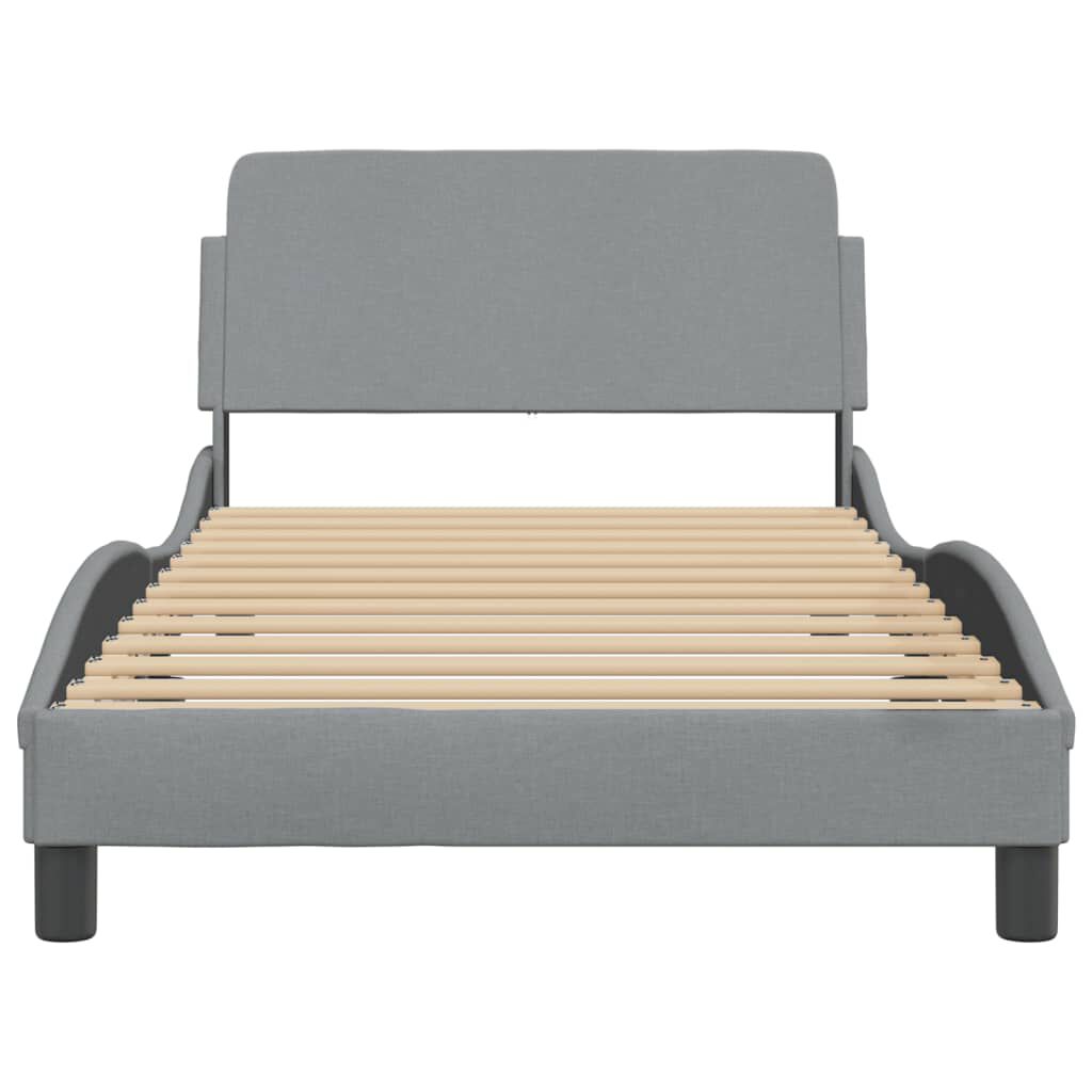 vidaXL Bed Frame without Mattress Light Grey 100x190 cm Fabric
