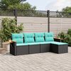 vidaXL 5 Piece Garden Sofa Set with Cushions Black Poly Rattan