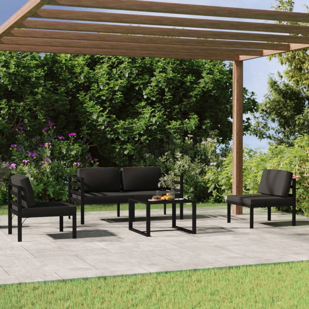vidaXL 5 Piece Garden Lounge Set with Cushions Aluminium Anthracite