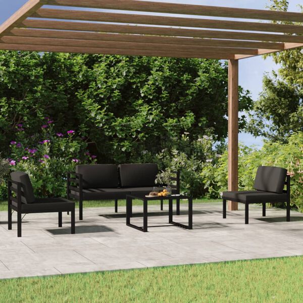 vidaXL 5 Piece Garden Lounge Set with Cushions Aluminium Anthracite
