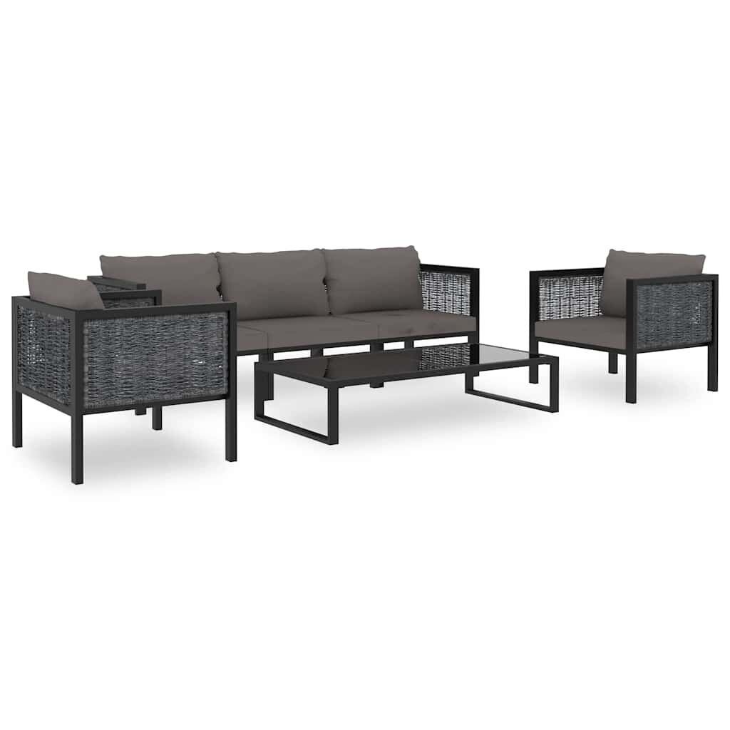 vidaXL Sectional Corner Sofa with Left Armrest Poly Rattan Anthracite
