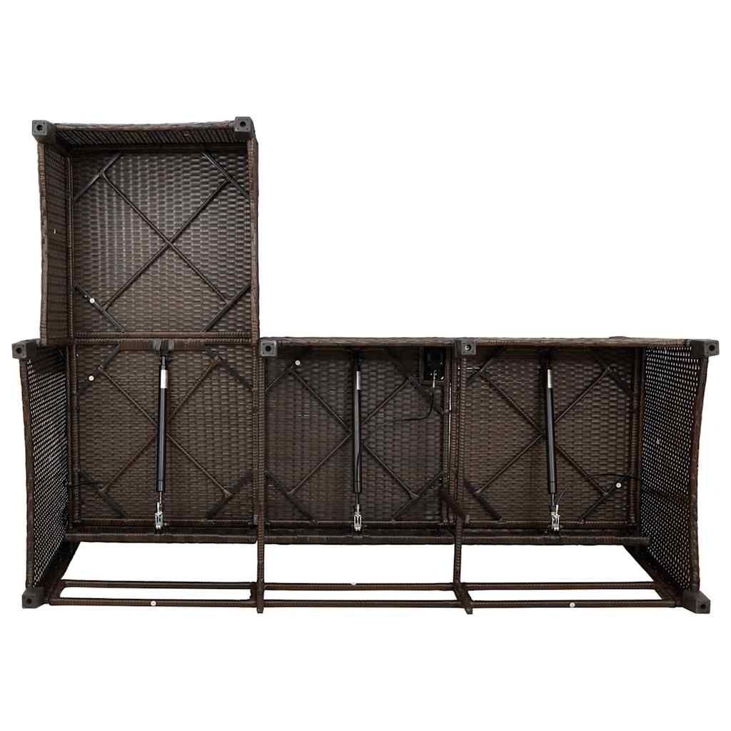 vidaXL Reclining Garden Sofa with Cushions L-shaped Brown Poly Rattan