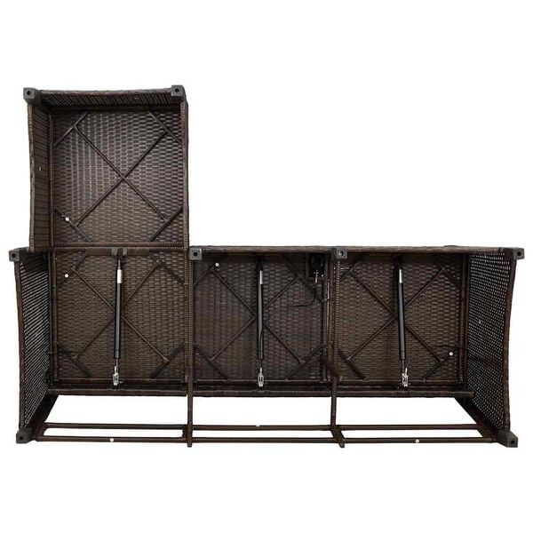 vidaXL Reclining Garden Sofa with Cushions L-shaped Brown Poly Rattan