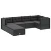 vidaXL 7 Piece Garden Lounge Set with Cushions Black Poly Rattan