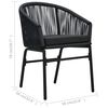 vidaXL 3 Piece Bistro Set with Cushions PE Rattan Black