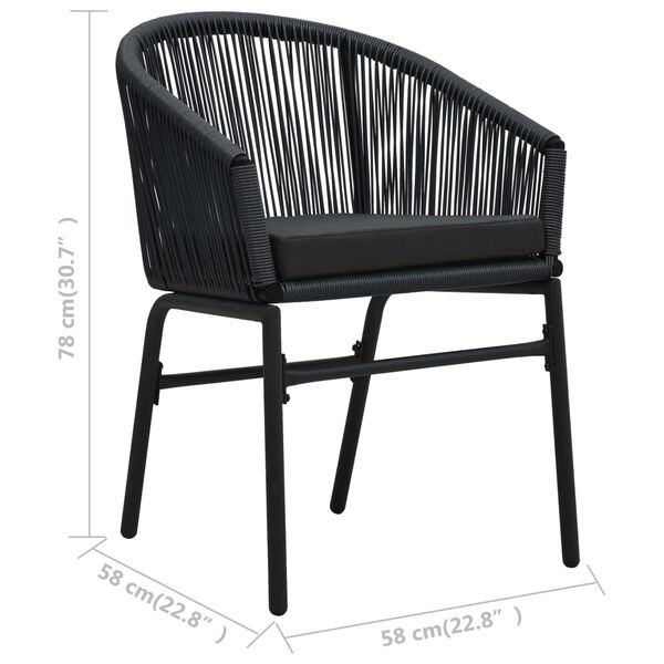 vidaXL 3 Piece Bistro Set with Cushions PE Rattan Black