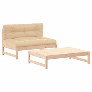 vidaXL 2 Piece Garden Lounge Set with Cushions Solid Wood