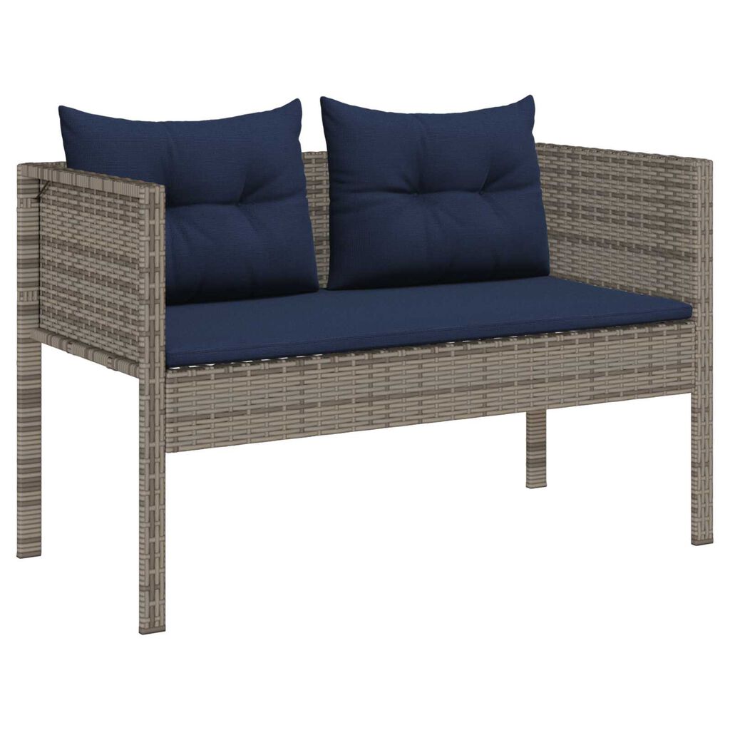 vidaXL Outdoor Sofa Set Grey and navy blue Rattan with metal frame