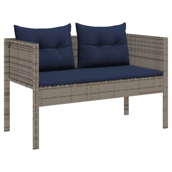 vidaXL Outdoor Sofa Set Grey and navy blue Rattan with metal frame