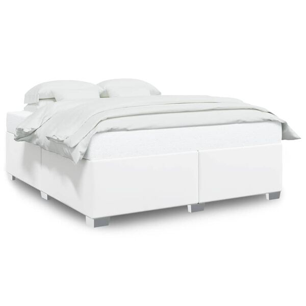vidaXL Bed Frame without Mattress White California King Faux Leather