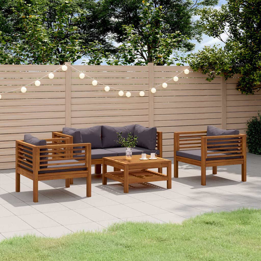 vidaXL 5 Piece Garden Lounge Set with Cushion Solid Acacia Wood