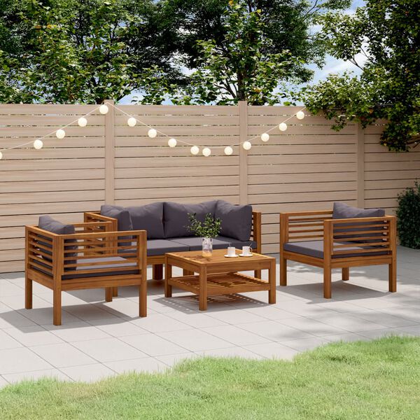 vidaXL 5 Piece Garden Lounge Set with Cushion Solid Acacia Wood