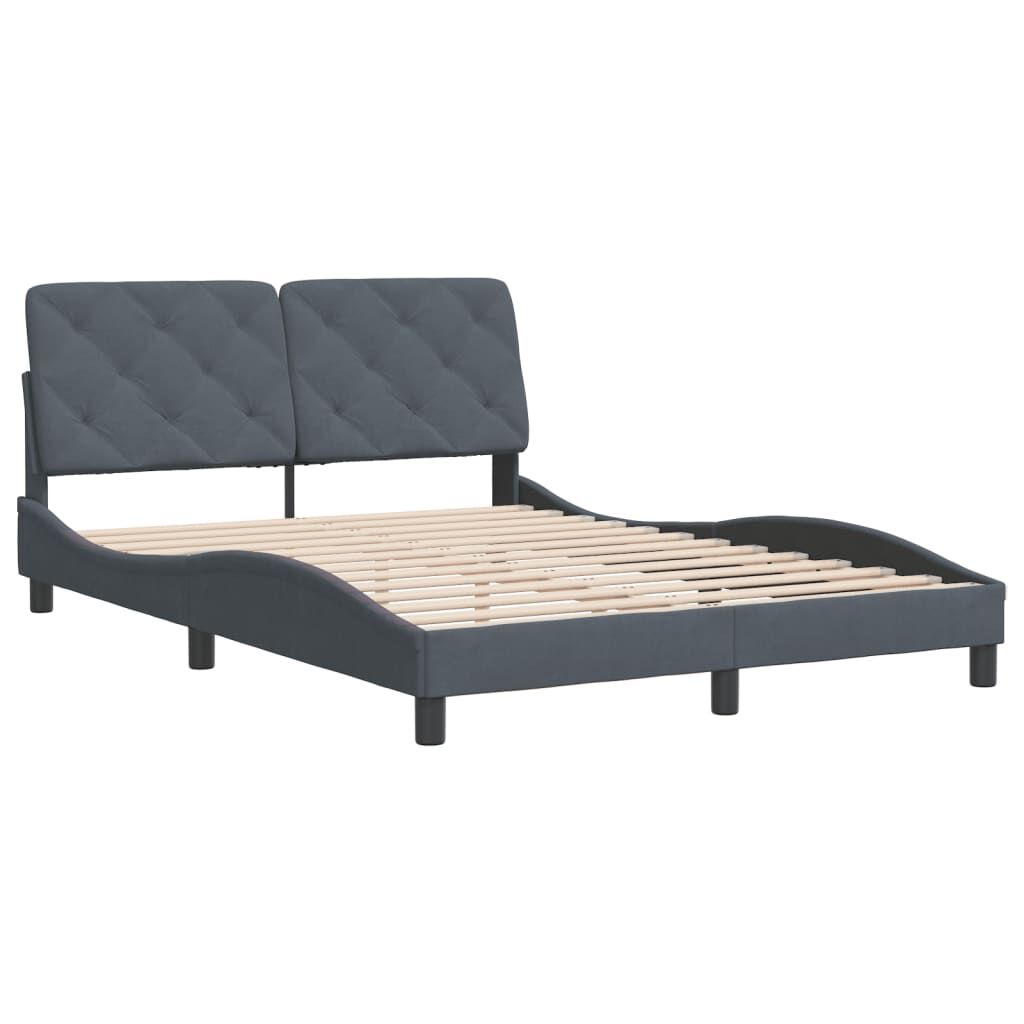 vidaXL Bed Frame without Mattress Dark Grey 137x187 cm Double Velvet