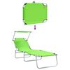 vidaXL Folding Sun Lounger with Canopy Steel Apple Green