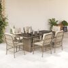 vidaXL 7 Piece Garden Dining Set with Cushions Beige Poly Rattan