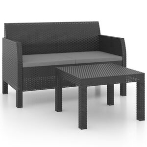 vidaXL 2 Piece Garden Lounge Set with Cushions PP Rattan Anthracite