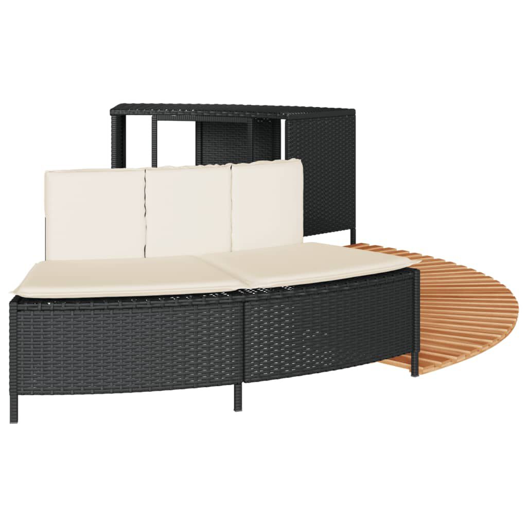 vidaXL Hot Tub Surround Black Poly Rattan and Solid Wood Acacia