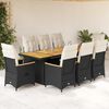 vidaXL 11 Piece Garden Bistro Set with Cushions Black Poly Rattan