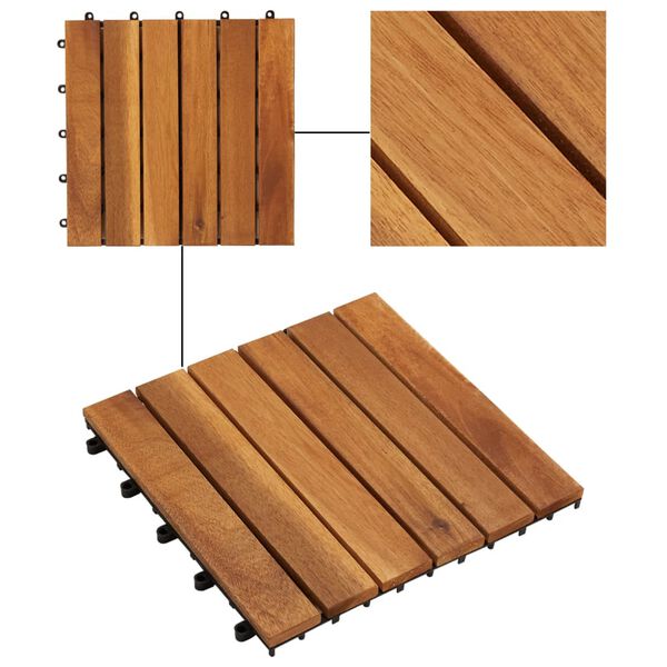 vidaXL Decking Tiles Vertical Pattern 30 x 30 cm Acacia Set of 20