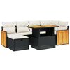 vidaXL 7 Piece Garden Sofa Set with Cushions Black Poly Rattan