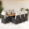 vidaXL 9 Piece Garden Dining Set with Cushions Black Poly Rattan