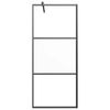 vidaXL Walk-in Shower Wall with Shelf Black 80x195 cm ESG Glass&Aluminium