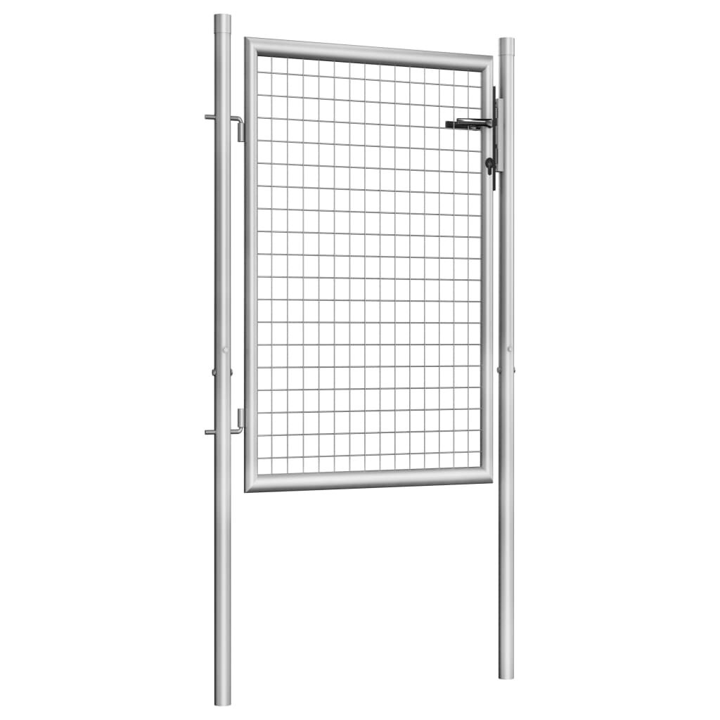 vidaXL Garden Gate Galvanised Steel 105x150 cm Silver