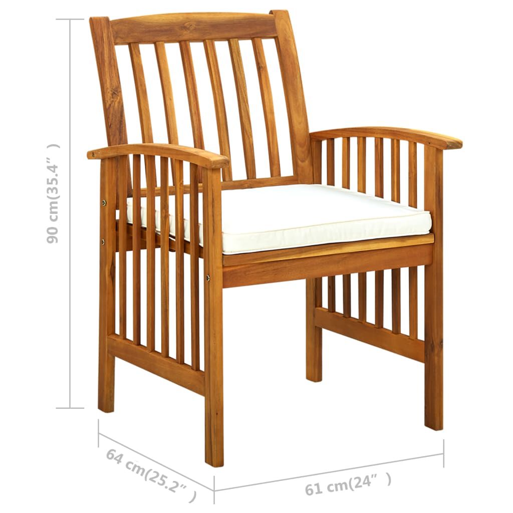 vidaXL 3 Piece Garden Dining Set with Cushions Solid Acacia Wood