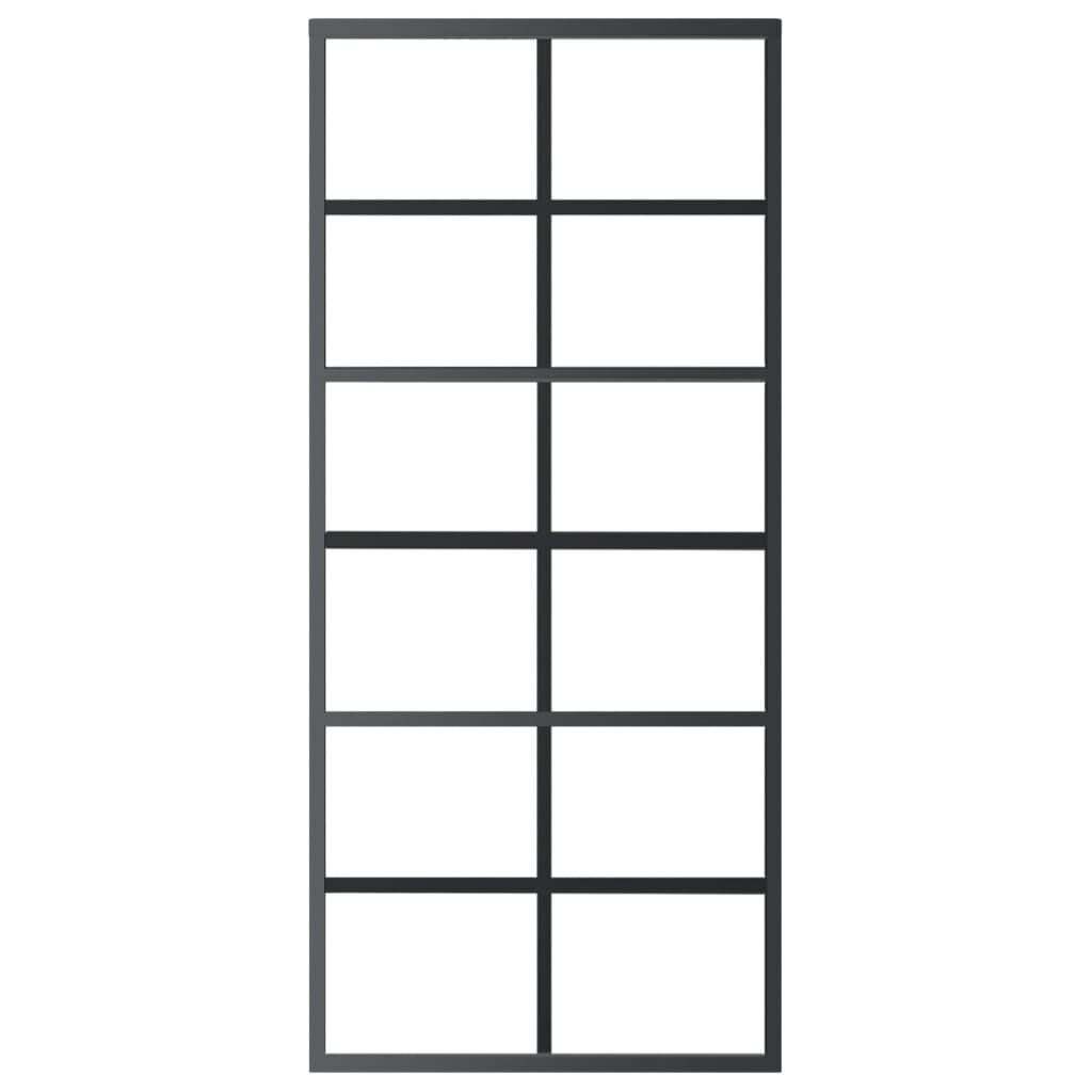 vidaXL Sliding Door ESG Glass and Aluminium 90x205 cm Black