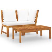 vidaXL 3 Piece Garden Lounge Set with Cream Cushion Solid Acacia Wood