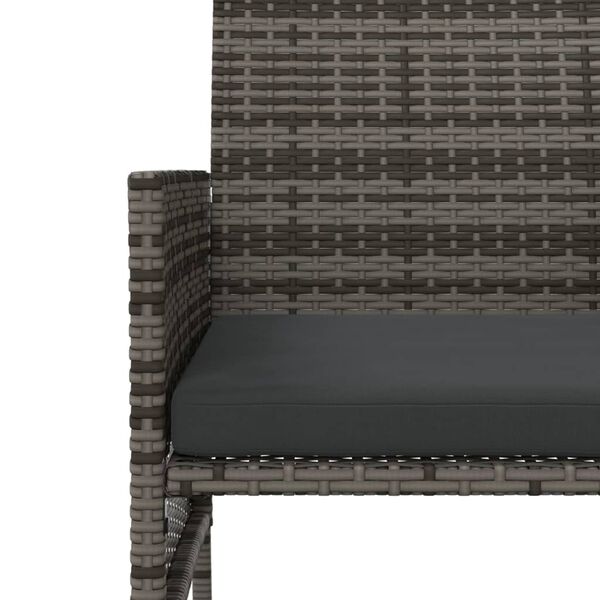 vidaXL 2-Seater Garden Sofa with Tea Table & Stools Poly Rattan Grey