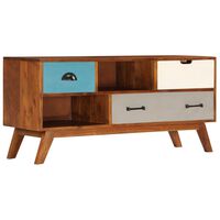 vidaXL TV Cabinet with 3 Drawers 110x35x50 cm Solid Acacia Wood
