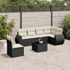 vidaXL 7 Piece Garden Sofa Set with Cushions Black Poly Rattan