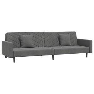 vidaXL 2-Seater Sofa Bed with Two Pillows Dark Grey Velvet