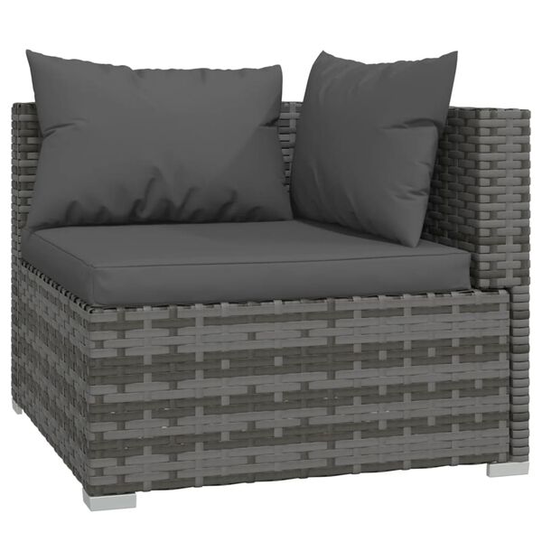vidaXL 9 Piece Garden Lounge Set with Cushions Poly Rattan Grey