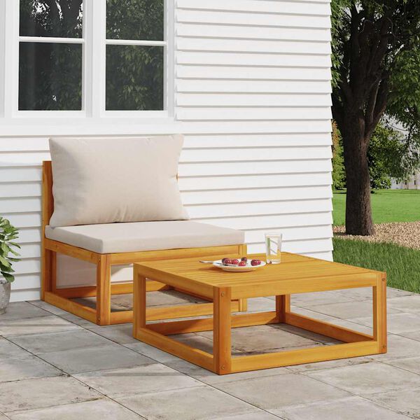 vidaXL 2 Piece Garden Sofa Set with Cushions Solid Wood Acacia