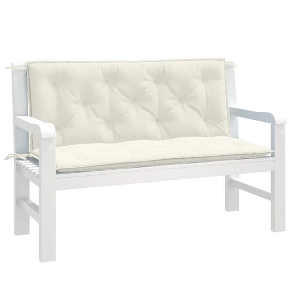 vidaXL Garden Bench Cushions 2 pcs Melange Cream 120x50x7 cm Fabric