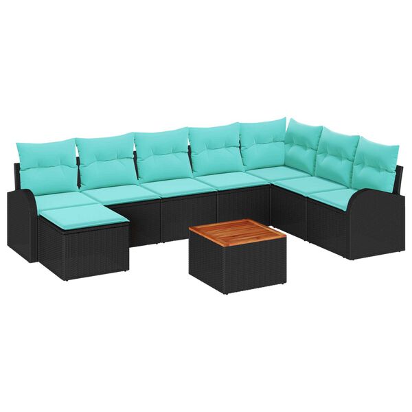 vidaXL Garden Sofa Set 9 pcs Black, turquoise