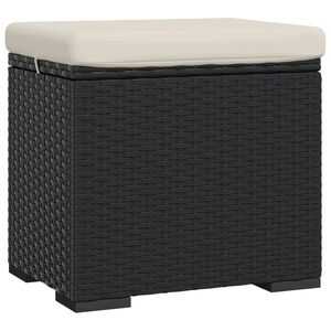 vidaXL Ottoman with Cushion Black 40x30x40 cm Poly Rattan