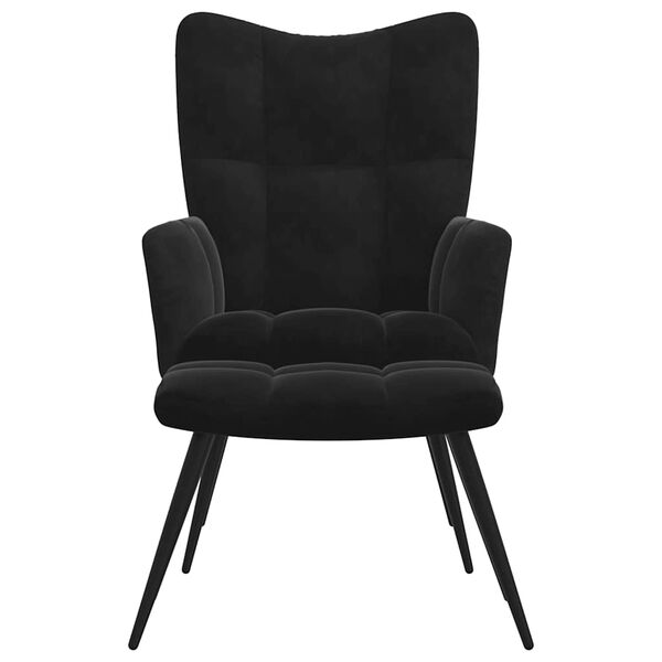 vidaXL Relaxing Chair with a Stool Black Velvet