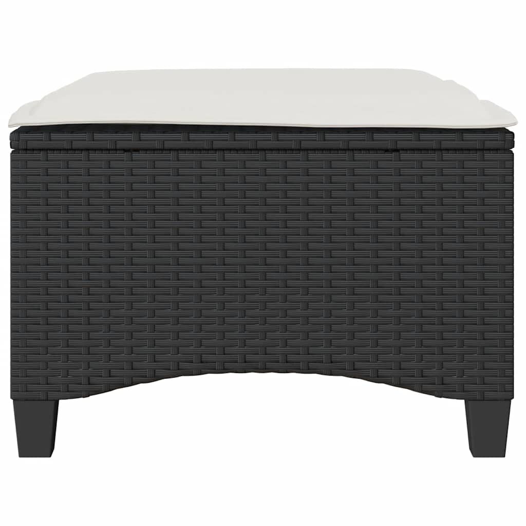 vidaXL Garden Stools with Cushions 2 pcs Black 55x55x36 cm Poly Rattan