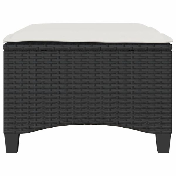 vidaXL Garden Stools with Cushions 2 pcs Black 55x55x36 cm Poly Rattan