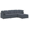 vidaXL Modular Sofa with Footstool&Cushions Velvet Dark Grey