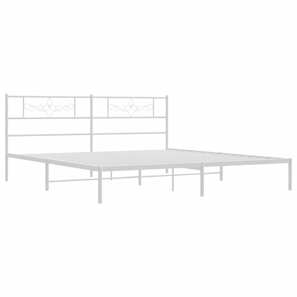 vidaXL Metal Bed Frame without Mattress with Headboard White 183x213cm