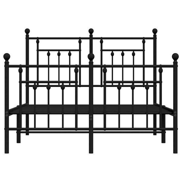 vidaXL Metal Bed Frame without Mattress with Footboard Black 135x190cm
