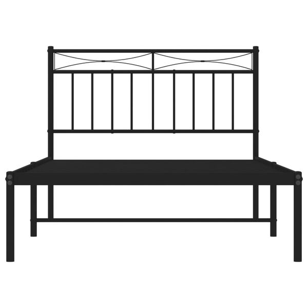 vidaXL Metal Bed Frame without Mattress with Headboard Black 100x200cm