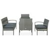 vidaXL 5 Piece Garden Lounge Set with Cushions Poly Rattan Grey