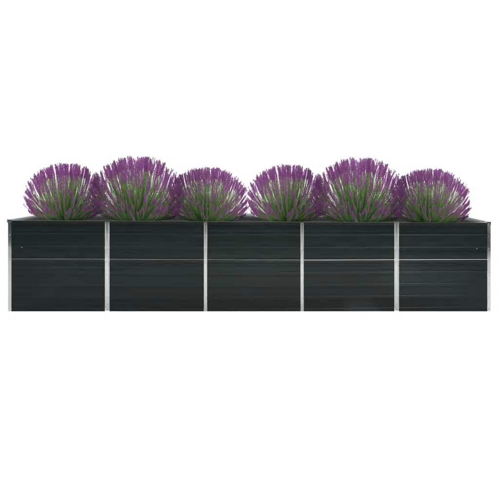 vidaXL Garden Raised Bed Galvanised Steel 400x80x77 cm Anthracite