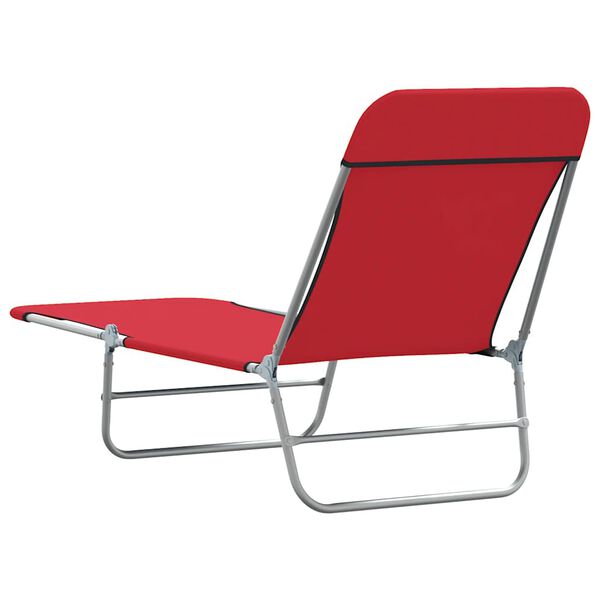 vidaXL Folding Sun Loungers 2 pcs Steel and Fabric Red